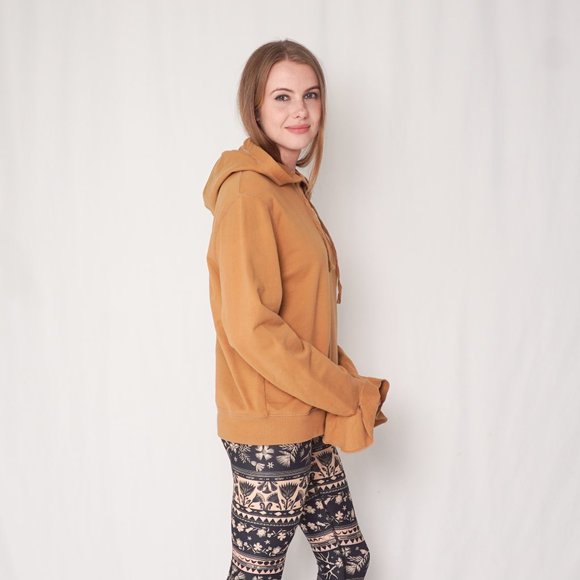 J. Crew Tan Ruffle Cuff Hoodie (Size L) Fall Hoody - Picture 3 of 7